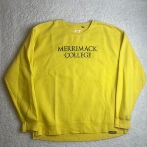 Vintage Merrimack college men's yellow‎ crew neck sweatshirt embroidered